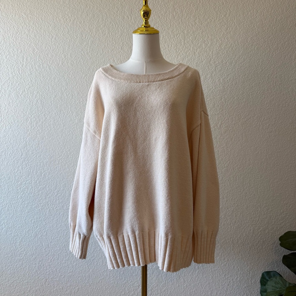 Free People Street Fair Tunic Sweater Women Medium Ivory Minimalist